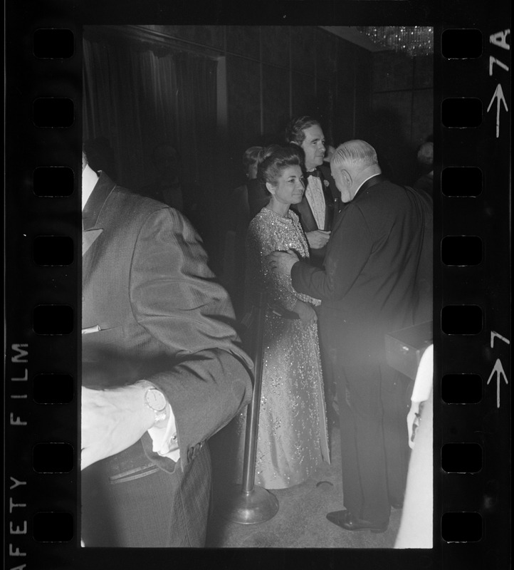 Iranian Princess Ashraf Pahlavi, Dr. Morris Abram, and Rene Cassin at Brandeis University commencement banquet