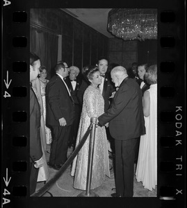 Iranian Princess Ashraf Pahlavi, Dr. Morris Abram, and Rene Cassin at Brandeis University commencement banquet