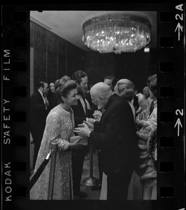 Iranian Princess Ashraf Pahlavi, Dr. Morris Abram, and Rene Cassin at Brandeis University commencement banquet