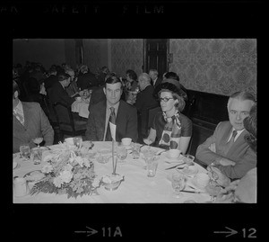 City Councilor Joseph Timilty, and an unidentified woman and man at luncheon following mayor's State of the City address