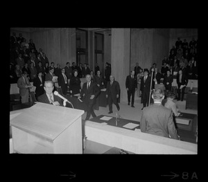 Boston Mayor Kevin White entering City Council chamber for the State of the City Address