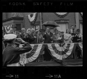 Boston Mayor Kevin White and Kathryn White watching Bunker Hill Parade