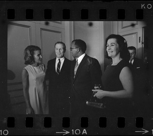 Kathryn White, Boston Mayor Kevin White, City Councilor and Mrs. Thomas Atkins at inaugural luncheon