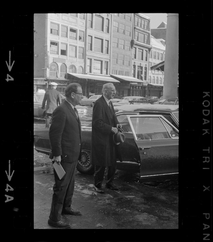 Rep. John McCormack arriving at Boston Mayor Kevin White's inauguration