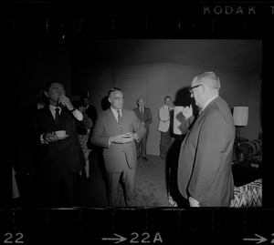 Ken O'Donnell, Maurice Donahue, and Francis X. Bellotti at Parker House for meeting with Democratic candidates for governor