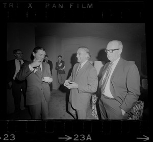 Ken O'Donnell, Francis X. Bellotti, and Senate President Maurice Donahue at Parker House for meeting with Democratic candidates for governor