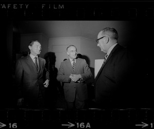 Ken O'Donnell, Francis X. Bellotti, and Senate President Maurice Donahue at Parker House for meeting with Democratic candidates for governor