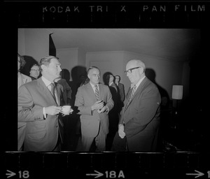Ken O'Donnell, Francis X. Bellotti, and Senate President Maurice Donahue at Parker House for meeting with Democratic candidates for governor