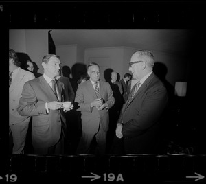 Ken O'Donnell, Francis X. Bellotti, and Senate President Maurice Donahue at Parker House for meeting with Democratic candidates for governor