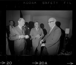 Ken O'Donnell, Francis X. Bellotti, and Senate President Maurice Donahue at Parker House for meeting with Democratic candidates for governor