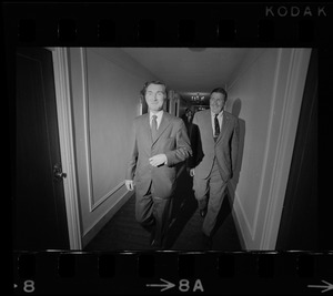 Ken O'Donnell and unidentified man at Parker House for meeting with Democratic candidates for governor