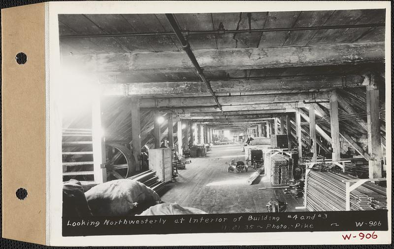Ware Woolen Co., looking northwesterly at interior of building 4 and