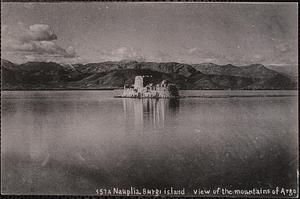 Naupulia. Burgi island, view of the mountains of Argo