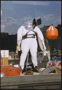 Diving suit in window display