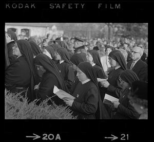 Nuns pray at Cardinal Cushing funeral, Milton