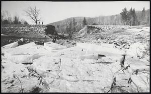 Rushing water carrying broken ice