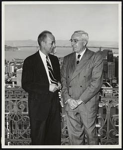 Heads National Dental Group- Dr. Philip E. Adams of Boston (left), who was installed as president of the American Dental Association at its 90th annual session in San Francisco yesterday. With him is Dr. Harold W. Oppice of Chicago, who was chosen president-elect.