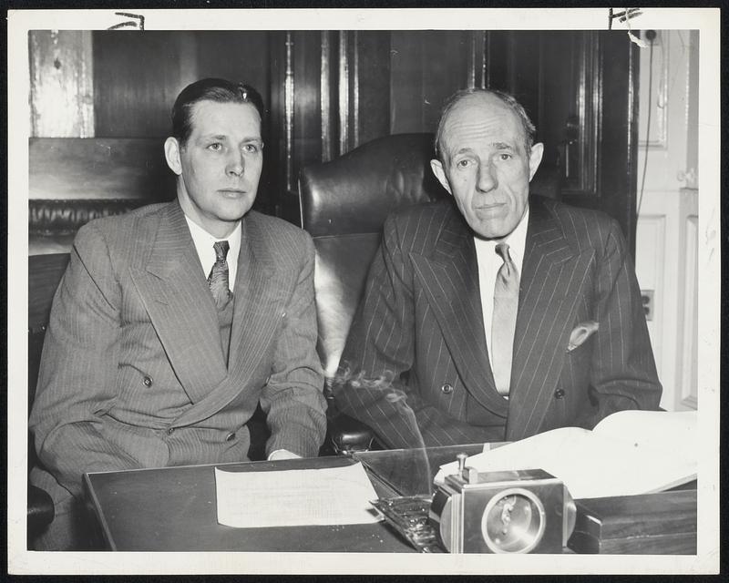 Lord Halifax (right), British ambassador, during his chat with Mayor Tobin at City Hall.