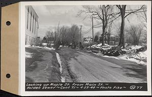 Contract No. 71, WPA Sewer Construction, Holden, looking up Maple Street from Main Street, Holden Sewer, Holden, Mass., Apr. 23, 1940