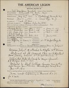 American Legion military record of John Donaldson Nichols