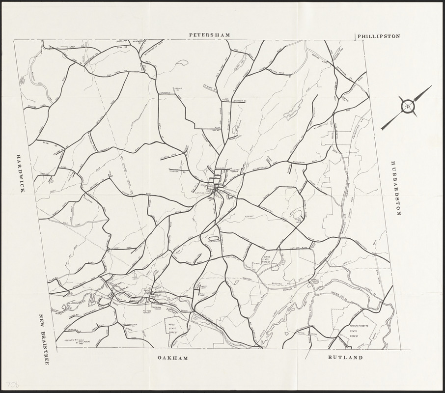 Outline of all main roads in Barre