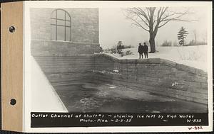 Outlet Channel at Shaft #1 showing ice left by high water, West Boylston, Mass., Feb. 5, 1935