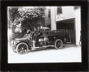 Fire engine with two firemen