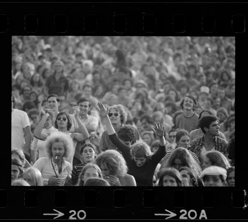 Audience at outdoor summer rock concert, Boston Common