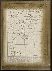 Gerda’s Gone and This Is How It Went - Map shows how Hurricane Gerda swept up east coast early Tuesday then veered seaward at midday after being headed towards Cape Cod and the islands of Nantucket and Martha’s Vineyard. Most of New England coast had only brisk winds and torrential rain. Map was drawn by Providence Journal-Bulletin based on U. S. Weather Bureau reports.