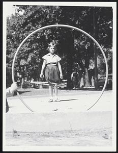 Judy Nydon of Brookline with hula hoop