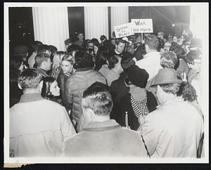 Anti War demonstrators read the names of the dead in Steps of Randolph Town Hall.