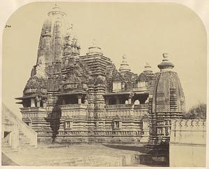 General view from the south-east of the Chaturbhuja [i.e. Lakshmana] Temple, Khajuraho