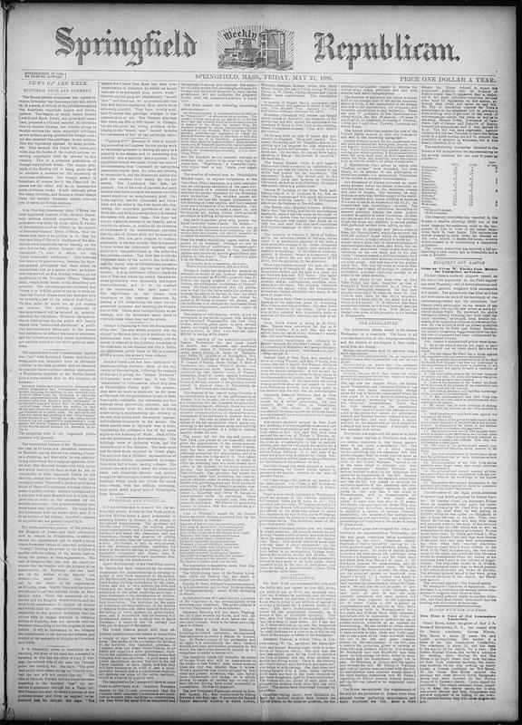 Springfield Weekly Republican. May 21, 1886 - Digital Commonwealth