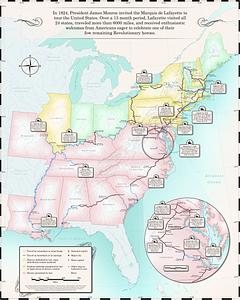 Map of the Marquis de Lafayette's 1824-1825 tour of the United States