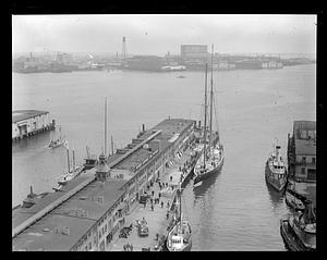 Ships and boats docked at old T-wharf