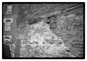 Closeup of a brick building