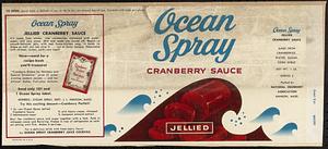 Ocean Spray Jellied Cranberry Sauce 1lb. Serves 6 Can Label