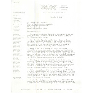 Letter, Mary Ellen Smith to Charles Glenn, November 9, 1976.