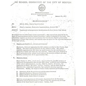 The School Committee of the City of Boston, memorandum from John J. Kelly to Peter J. Ingeneri, January 26, 1977.