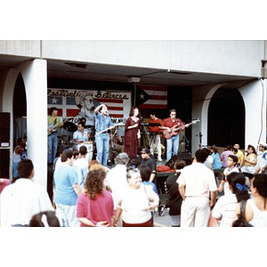 Band performing under the arcade at Festival Betances.