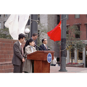 Lydia Lowe speaking at the People's Republic of China 48th anniversary celebration