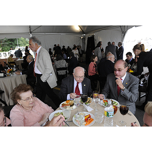 Crowded reception tent at the groundbreaking ceremony for the George J. Kostas Research Institute for Homeland Security