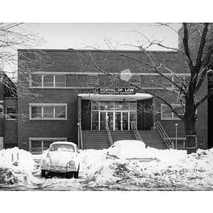 Exterior of School of Law building on The Fenway