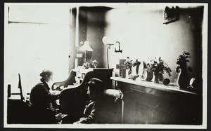 Two women in the Blaisdell Office, Boston, Mass., undated