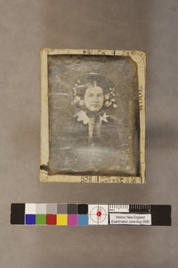 Head-and-shoulders portrait of Annie Brace Stevenson, facing front, location unknown, ca. 1860