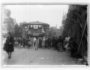 Parade crowd at Park Street Station south bound entrance, Boston, Mass., September 1940