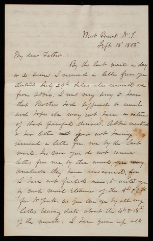 Thomas Lincoln Casey to General Silas Casey, September 18, 1858