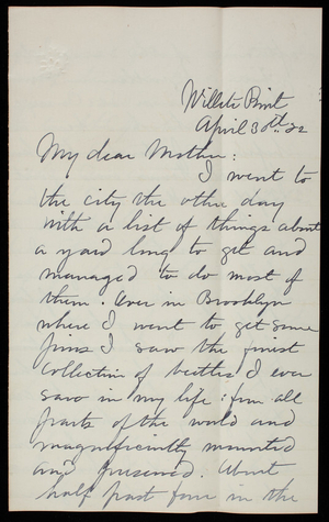 Thomas Lincoln Casey, Jr. to Emma Weir Casey, April 30, 1882
