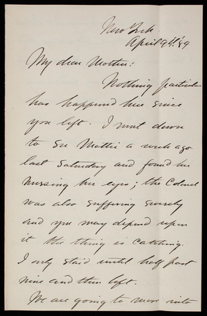 Thomas Lincoln Casey, Jr. to Emma Weir Casey, April 9, 1889