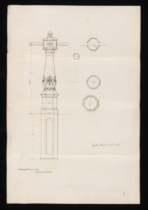 Bannister design by [Charles] Clarence Poole, undated